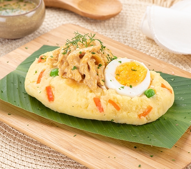 Tamal de papa con pollo